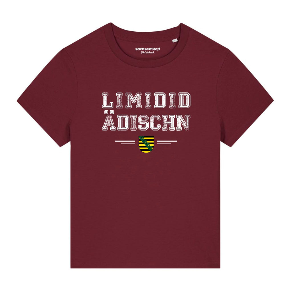 Limidid Ädischn Sachsen Damen T-Shirt von sachsenStoff Sächsische Damenshirts im Sachsen Dialekt Dresden Leipzig Damenmode Shop