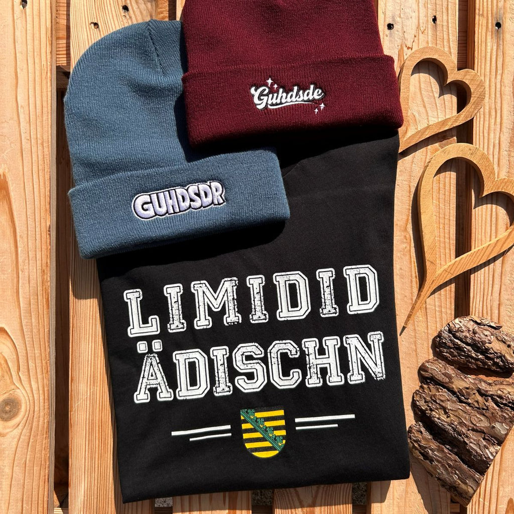 Mütze #GUHDSDR Bestickter Sachsen Beanie für Herren | Sächsische Strickmütze