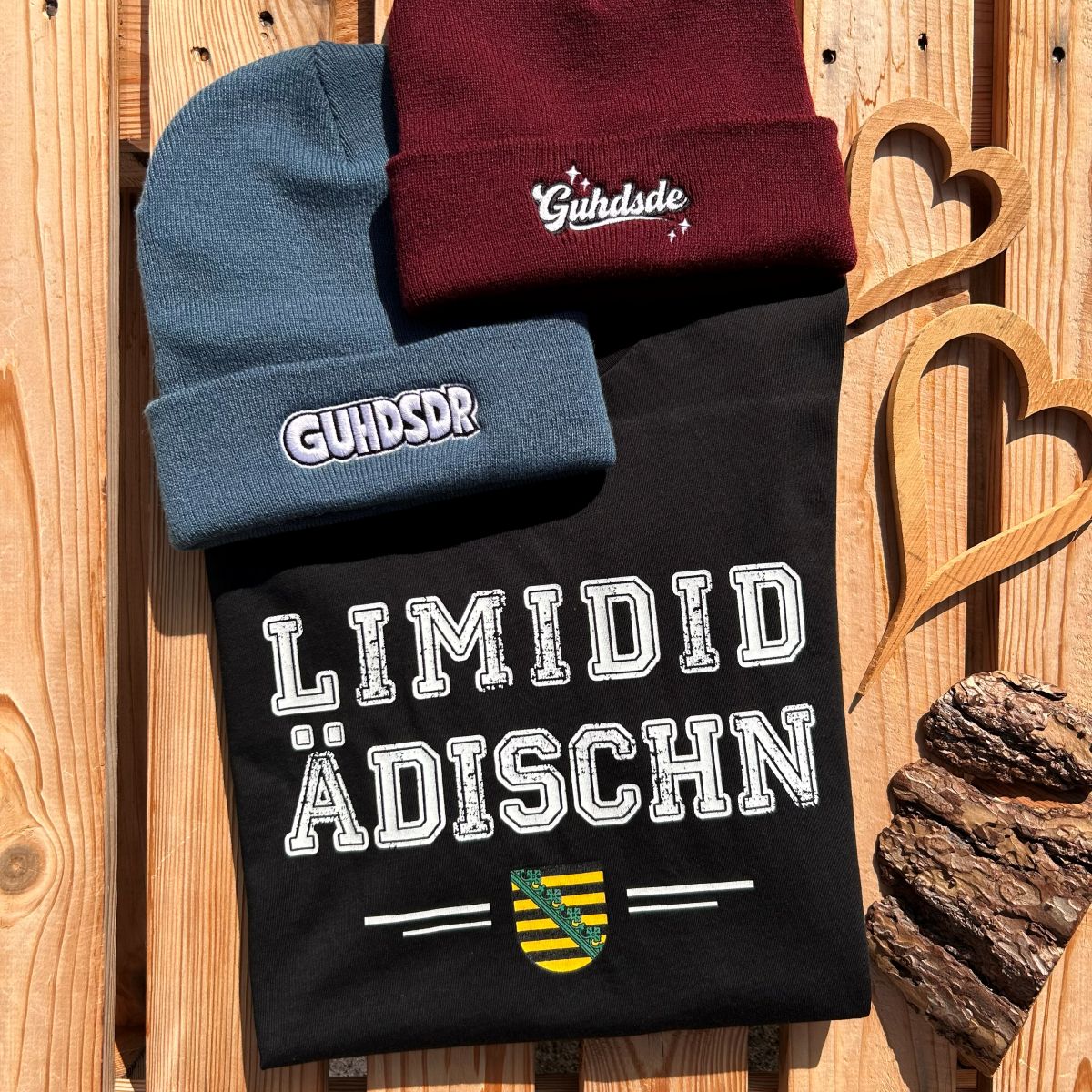 Mütze #GUHDSDR Bestickter Sachsen Beanie für Herren | Sächsische Strickmütze