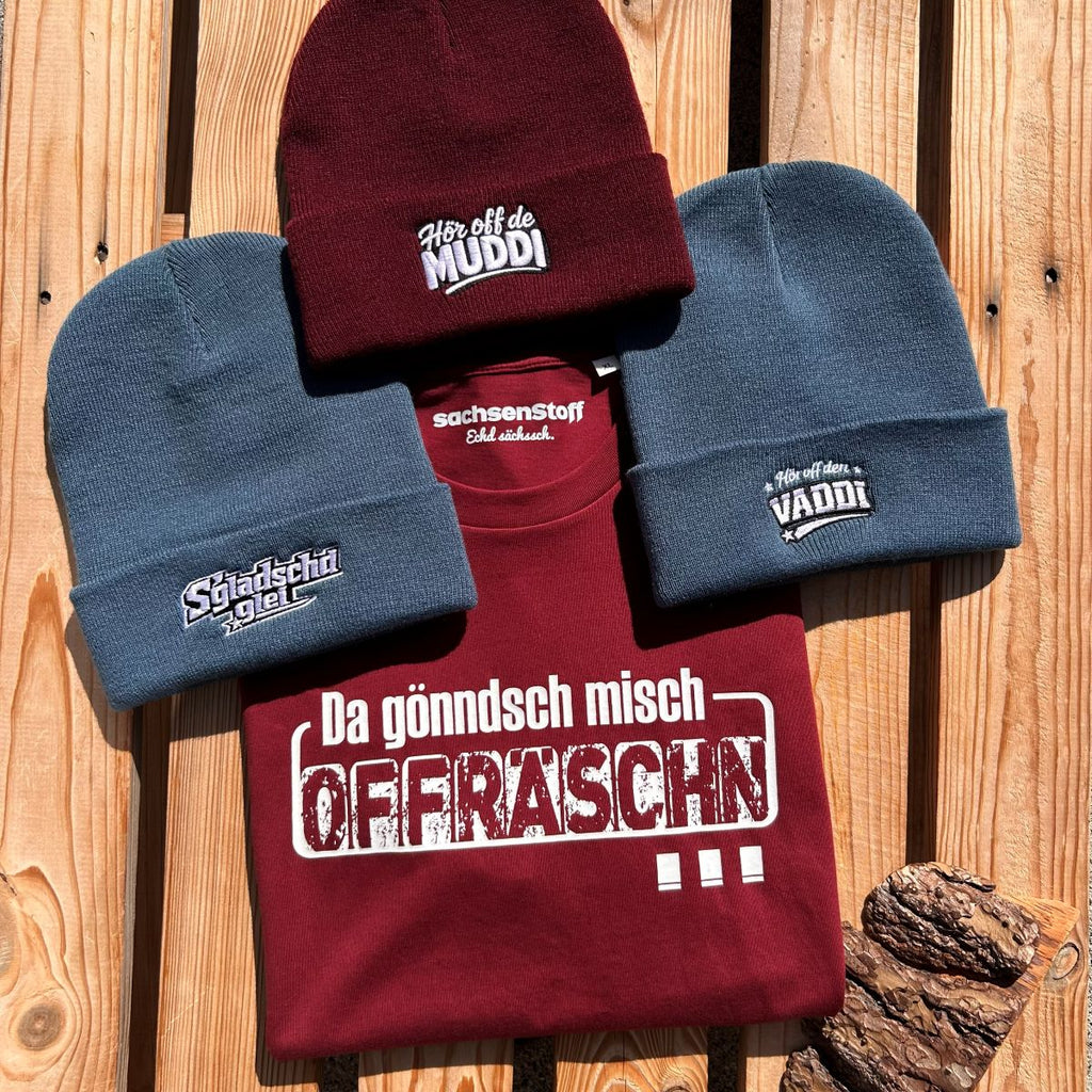 Mütze #VADDI Bestickter Sachsen Beanie für Herren | Sächsische Strickmütze