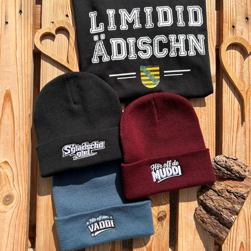 Mütze #S GLADSCHD GLEI Bestickter Sachsen Beanie für Damen & Herren | Sächsische Strickmütze