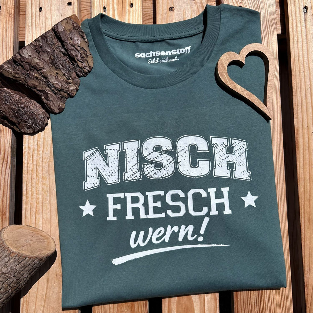 #NISCHFRESCHWERN Sachsen T-Shirt für Herren | Sächsisches Dialekt Shirt aus Bio-Baumwolle