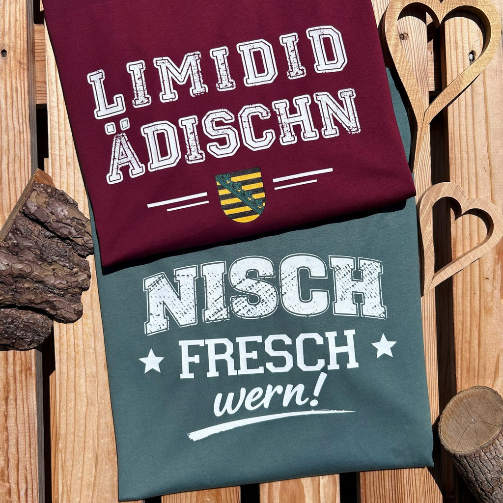 #NISCHFRESCHWERN Sachsen T-Shirt für Herren | Sächsisches Dialekt Shirt aus Bio-Baumwolle