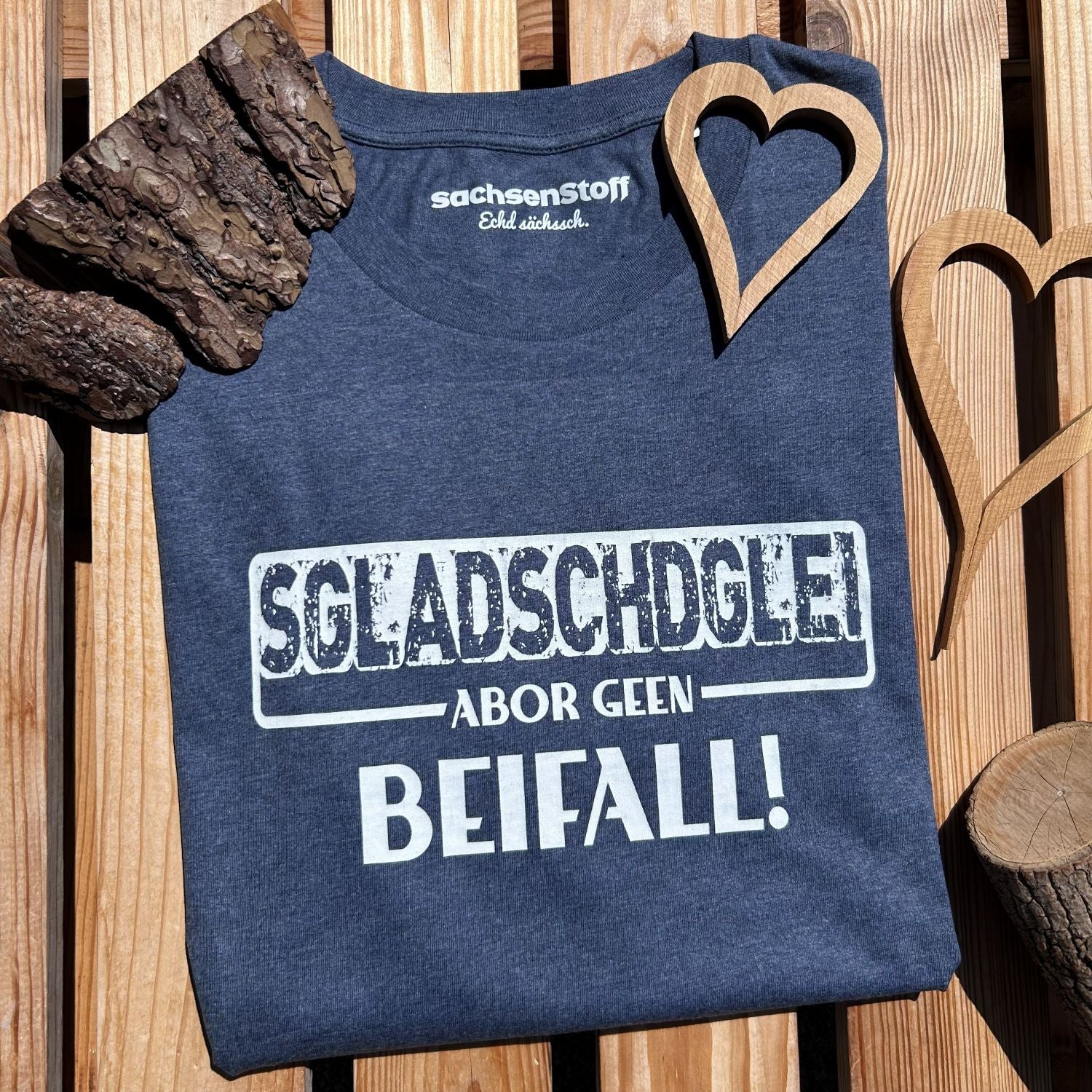 #SGLADSCHDGLEI Sachsen T-Shirt für Herren | Sächsisches Dialekt Shirt aus Bio-Baumwolle